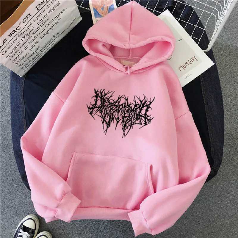 Fashion Womens Loose Fleece-Lined Letter Print Long Sleeve Hoodie Sweatshirt Autumn Winter Casual Comfortable Anime StreetwearT251105