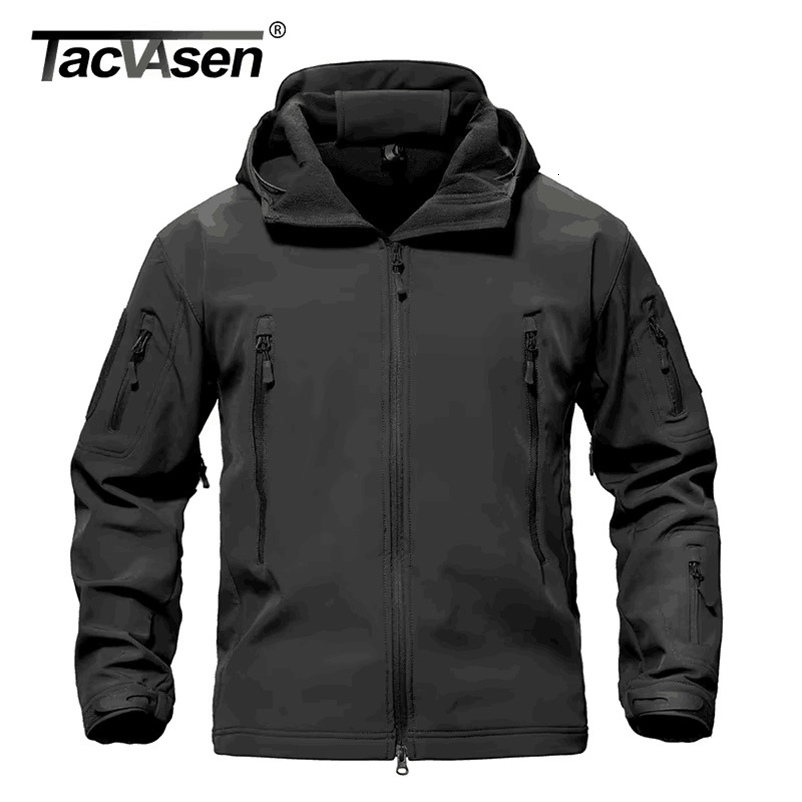 TACVASEN Solid Waterproof Fleece Lined Jacket Mens Jacket Softshell Outwear Coat Windbreaker Outdoor Warm Clothes with Pockets 251028CJ