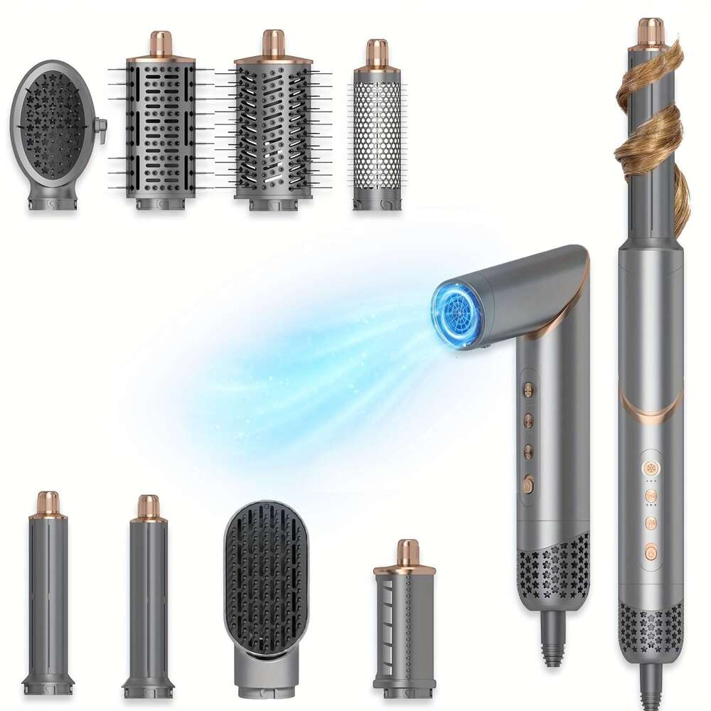 8In 1 Negative Ionic Foldable Wrap Air Styler Set, 110000 RPM High-Speed Hot Dryer Brush Set For Curling, Fast Dry, Straightening - Versatile Hair Sty