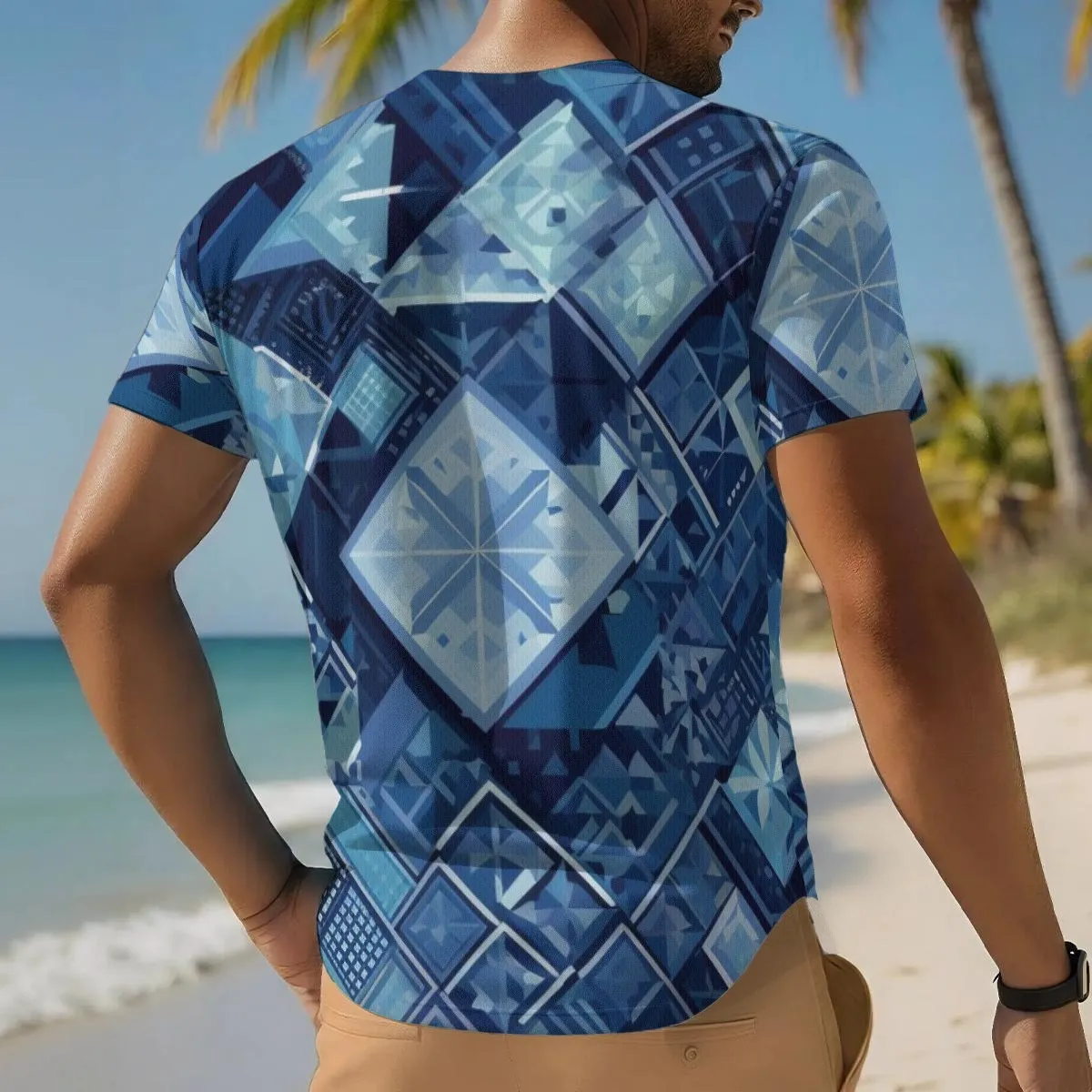 Men's Short Sleeve Baseball Jersey, All-Over Print Breathable Athletic Shirt, Custom Team Uniform 100% Polyester Button Placket