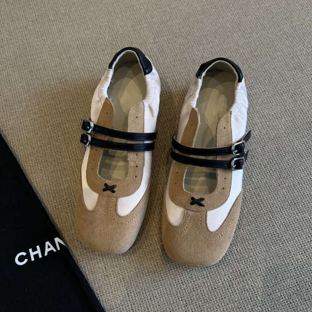 Designer Shoe New Double-Breasted Hollow-Out Shallow Training Shoes for Women Color-Block Sports Style Flat Mary Janes