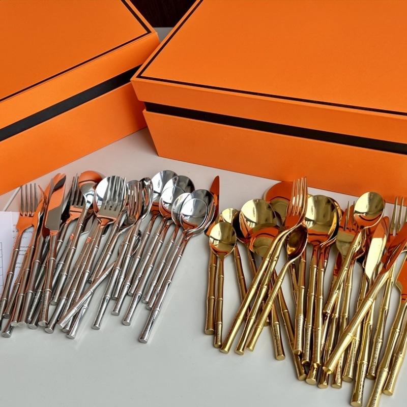 Stainless Steel Dinnerware Set - 24-Piece Silver Cutlery Collection with Knife, Fork & Spoon | Elegant Gift Packaged