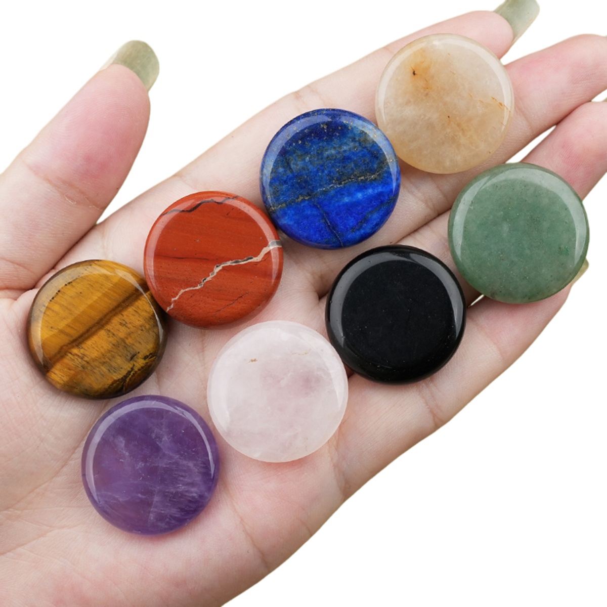 Double Flat Circular Gemstone Disc for Home Decor 25MM Round Crystal Cabochon for DIY Jewelry Making Pendant Ring Craft Supplies