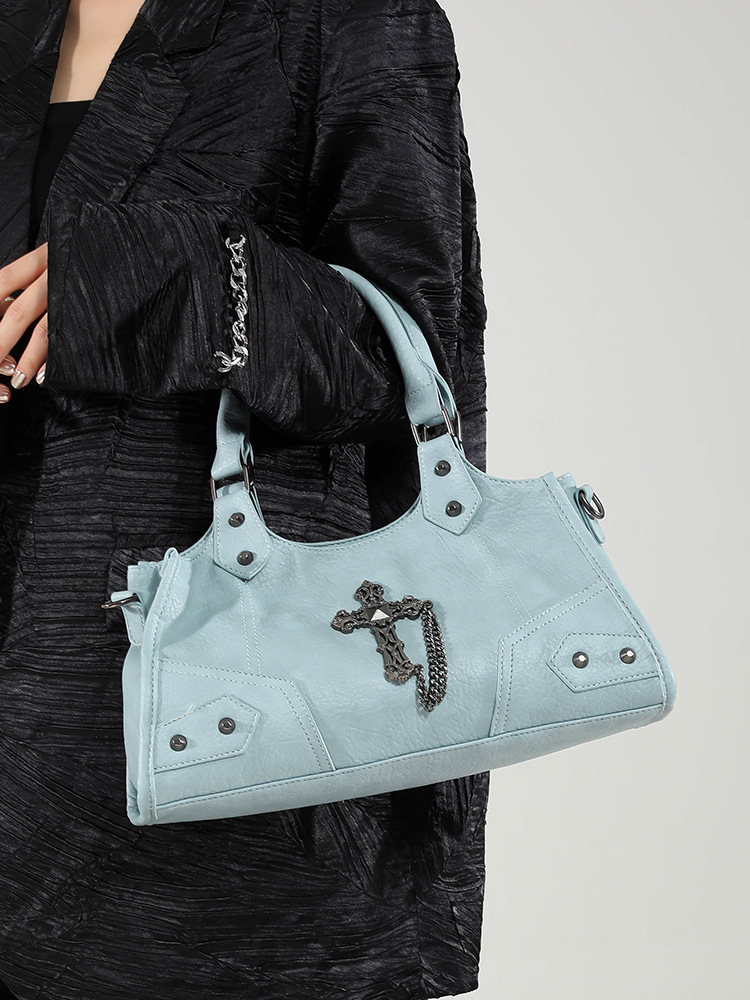 Niche motorcycle-style women's crossbody bag 2025 new trendy girl's bag armpit bag high-end sense shoulder bag