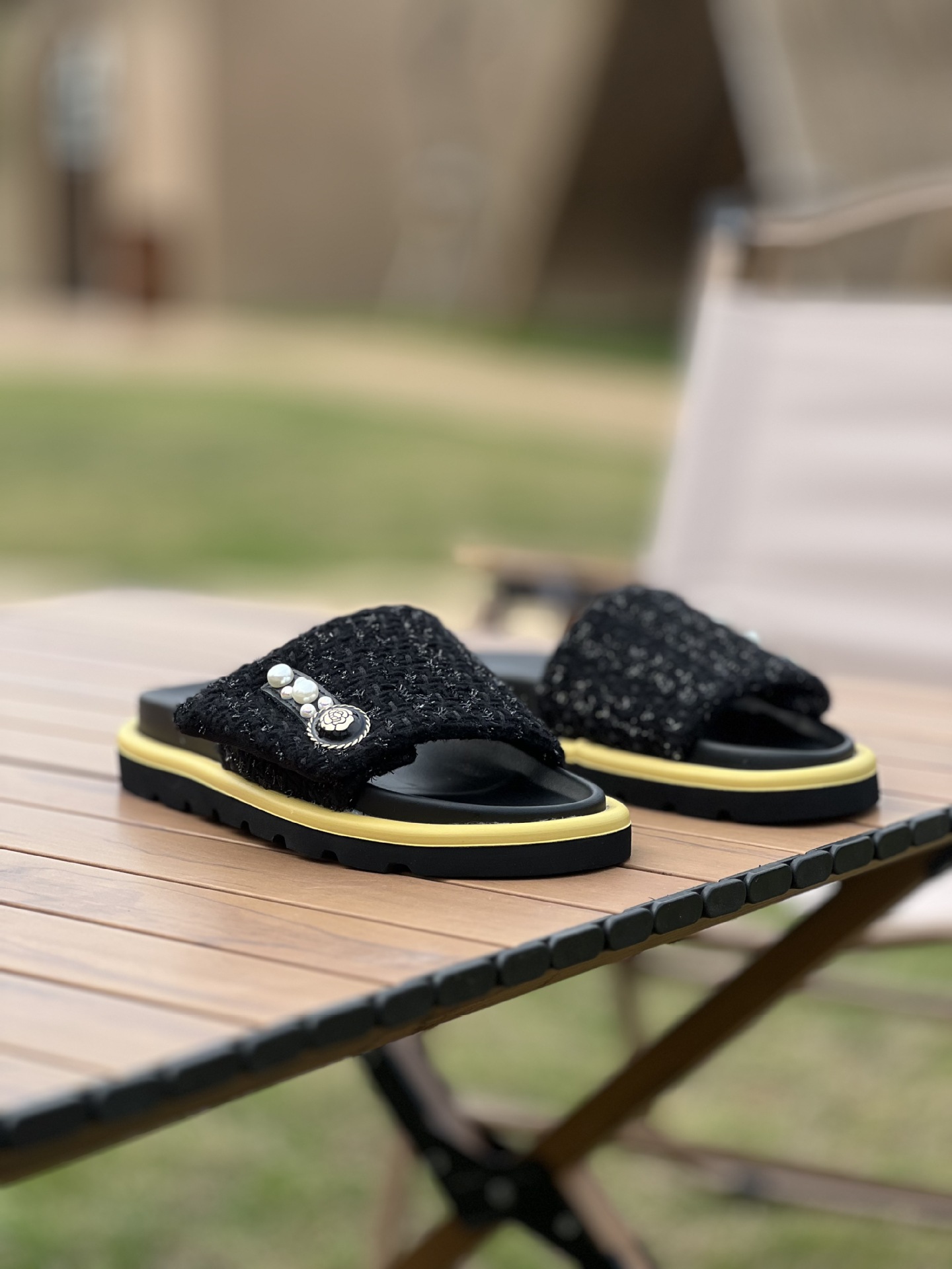 Luodisi 2025 New Style Small Fragrance Style Camellia Slippers Platform Thick-Soled Lightweight Shoes Slip-On Sandals Summer Women's Sandals