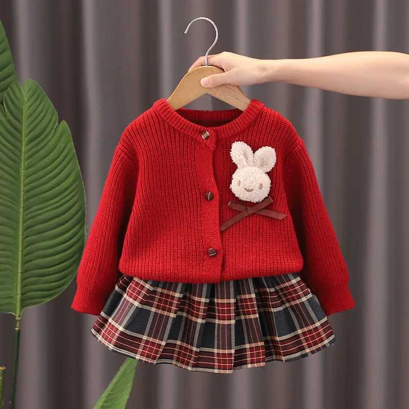 Kids Girl Sweater Set CardiganSequins Skirt Autumn 2PC Clothing Top and Bottom Set Casual 1-6Y Toddler Knited Dress Outfits Y251105