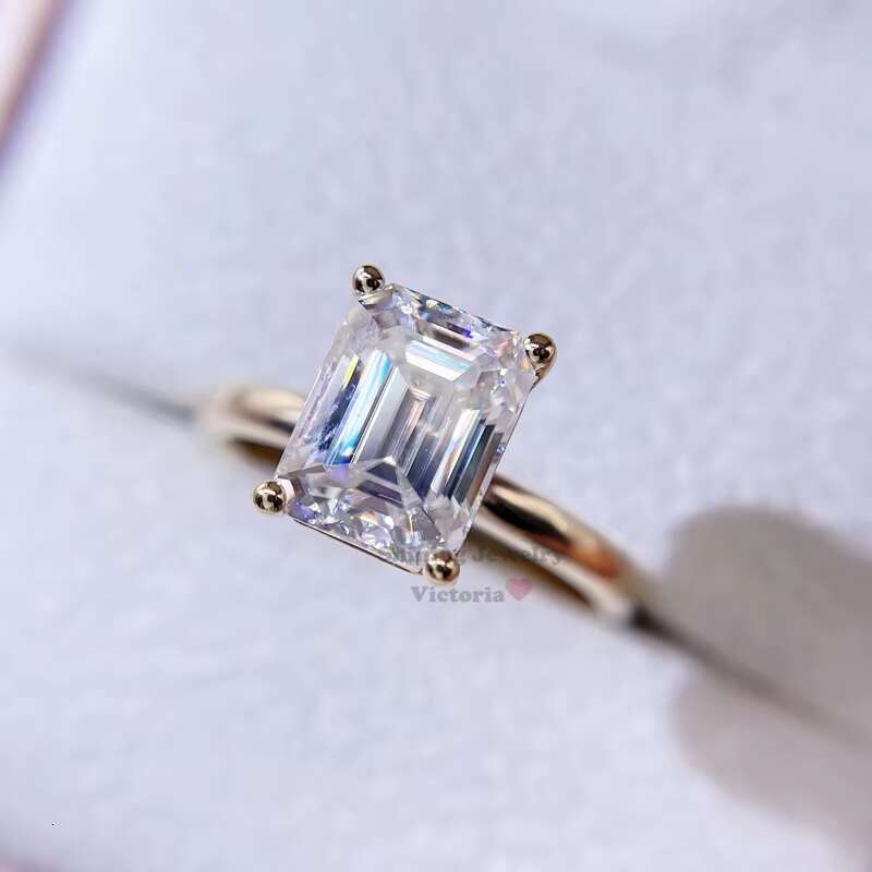 Custom Hip Hop Iced Out Rose Gold Baguette Moissanite Capital Letter Initial Ring