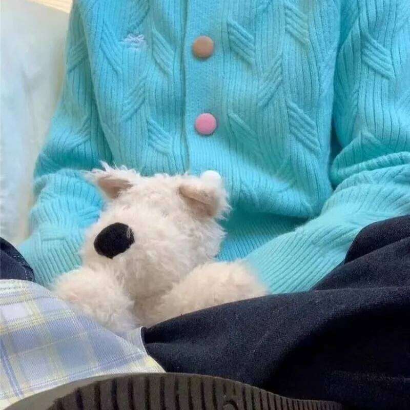 Women Clothing Spring Autumn Fashion Korean Button Solid Color O-Neck Knitting Female All-Match Loose Cardigan Sweater Coat Tops Designer Sweater Bear