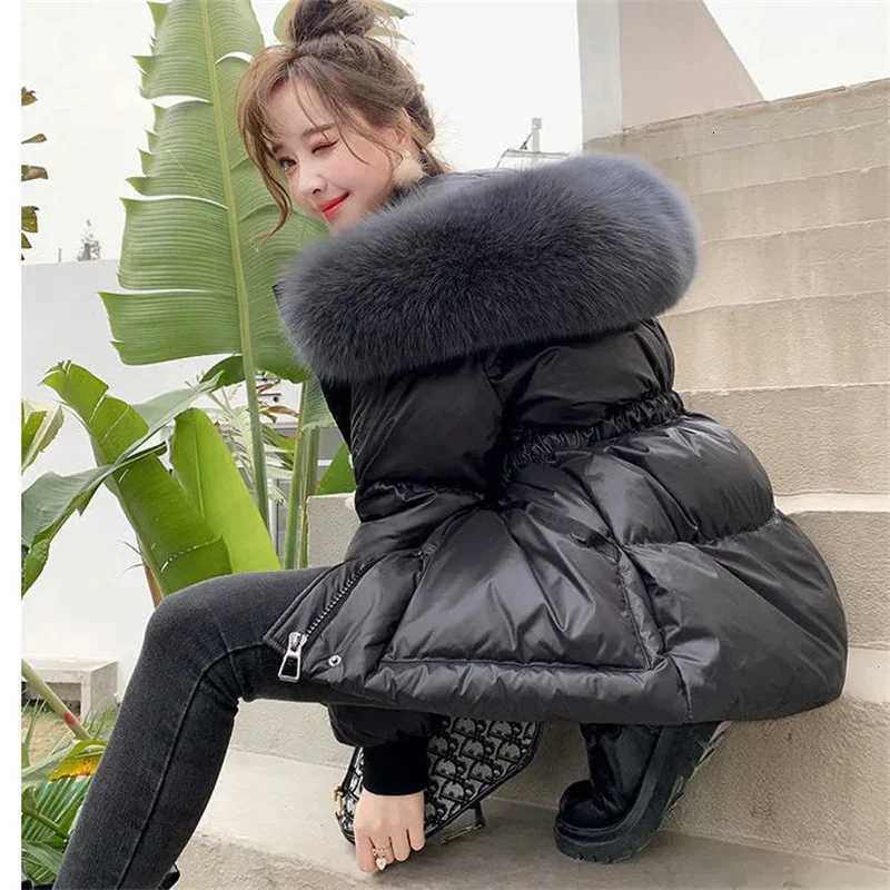2025 Winter New Fashion Korean Version Anti-season Cotton-padded Womens Long Loose Warm Cotton-padded Jacket Hooded Coat TideT251105