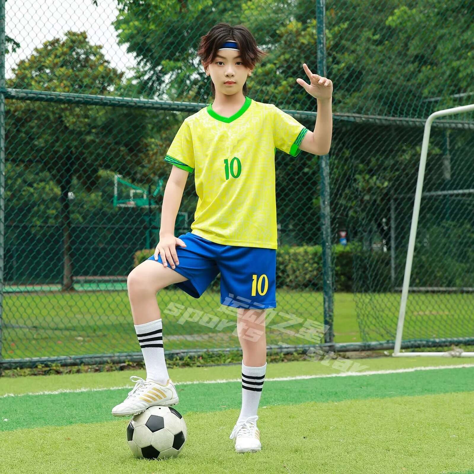 Children's sports suit boy girl Brazilian NeymarFans shirt Training wear games rugby Football Shirt Kids Child Sets Kit uniform