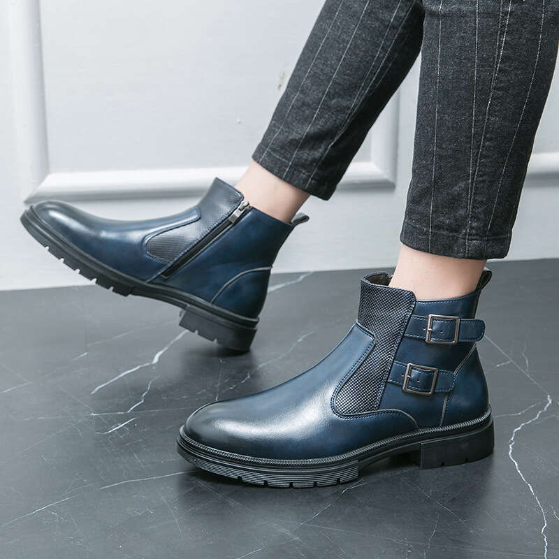 Men's oversized new casual leather shoes, fashionable men's British style Martin boots, trendy short boots