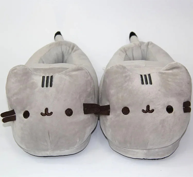 Cartoon Full Covered Cat Slippers Warm Winter Slides Soft Plush Doll Indoor Cute Anime Bedroom Shoes For Man Woman Home Use 251031