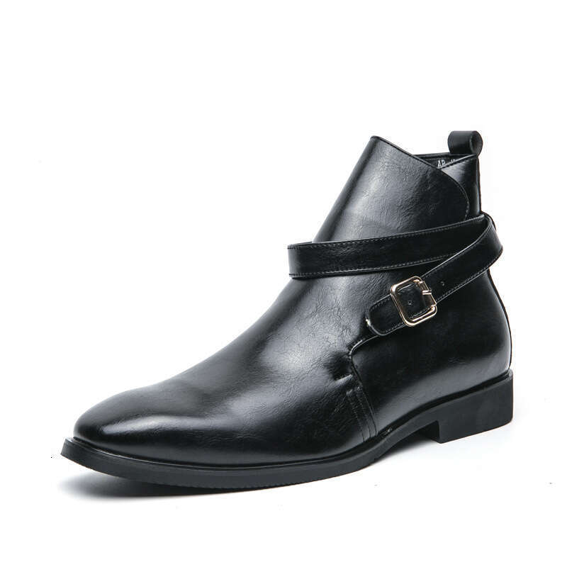 Large high top leather 2024 autumn/winter new Chelsea Martin boots men's belt buckle
