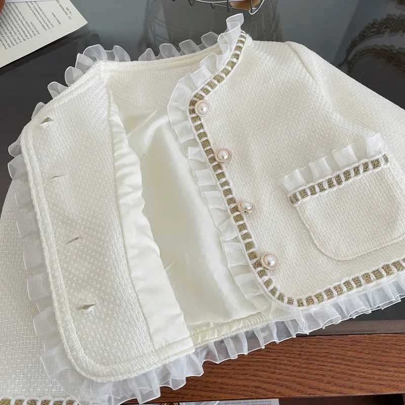 Spring Autumn New Style Tweed Suit Baby Fashionable Plaid Skirt Socialite Style Childrens Outfit 2-piece Set For Girls Y251105