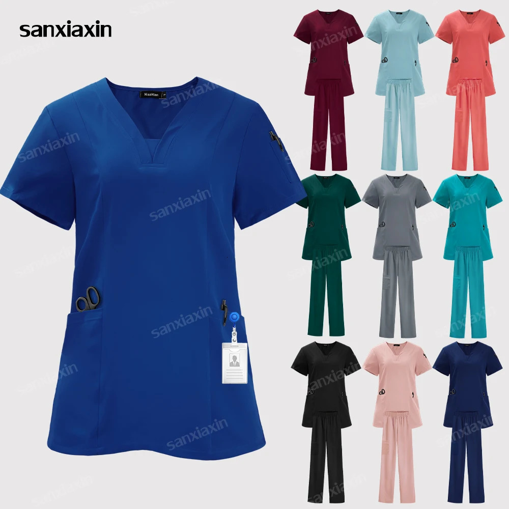 Niaahinn Set Womens Uniforms Pajamas Nurse Uniforms Scrub Set Hospital Work Clothes Dental Surgery Suits 251104