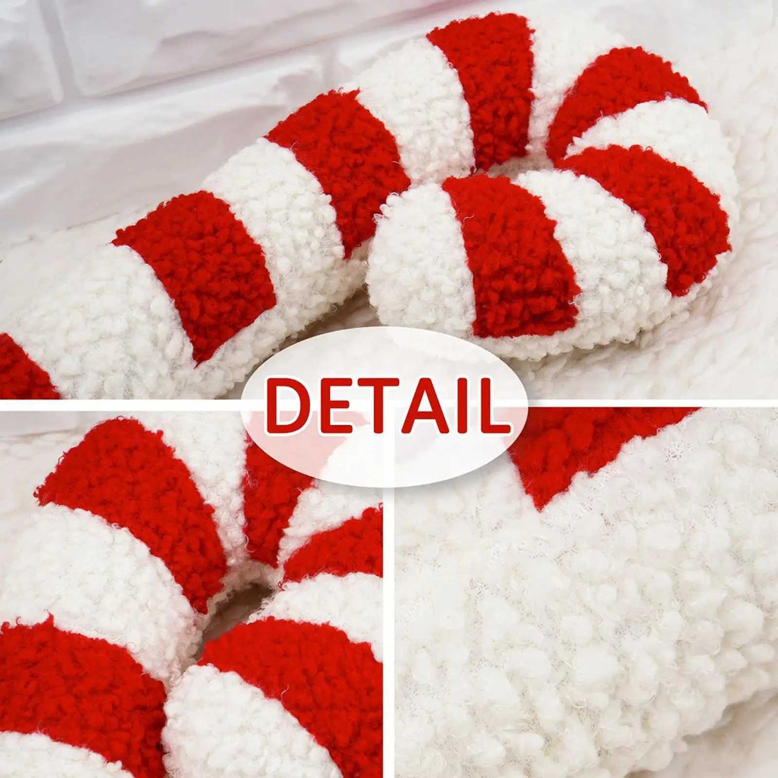 Candy Cane Pillow Christmas Holiday Plush Soft Decorative Cushion for Sofa Bed Chair Bedroom Office Winter Home Decor Xmas Gifts Y251105