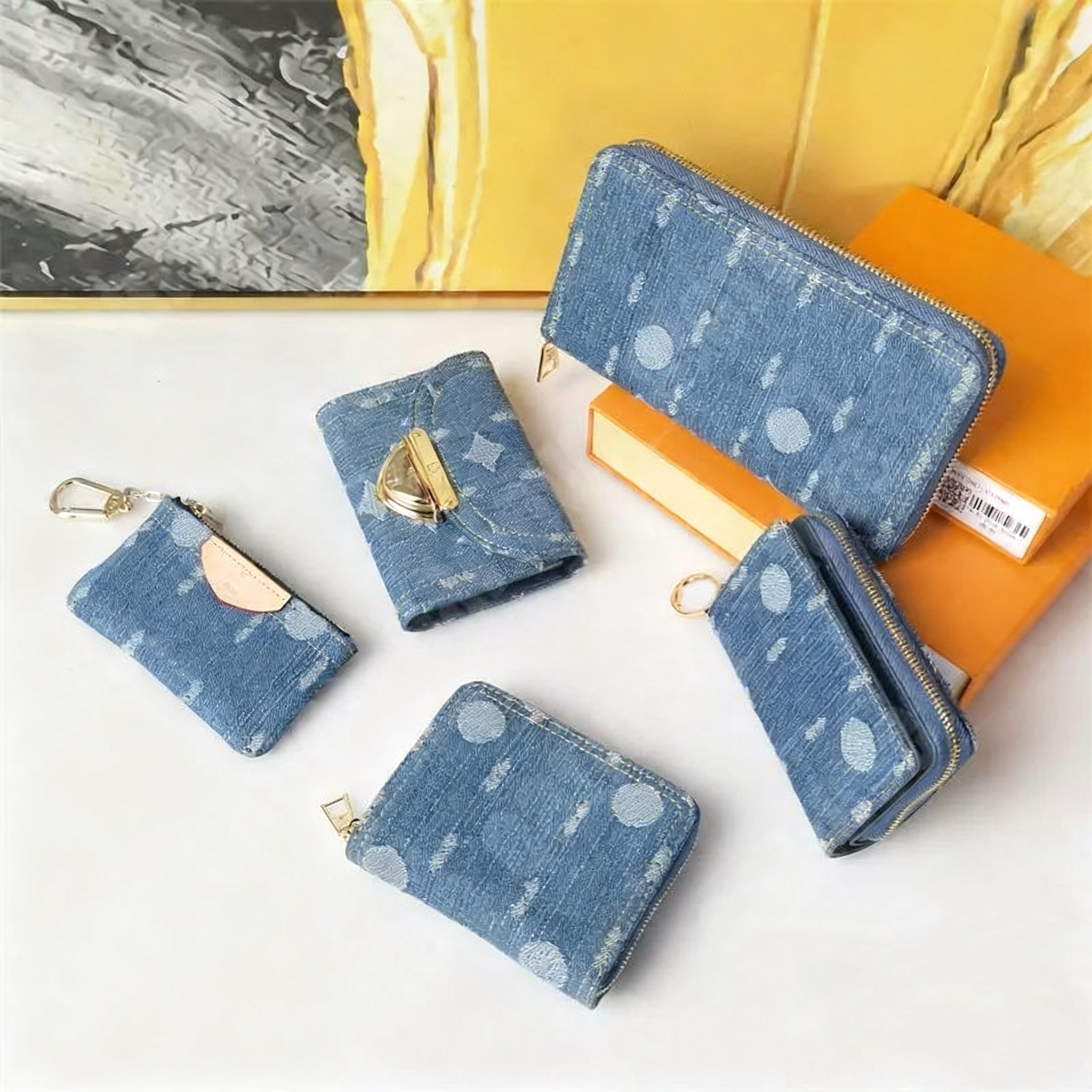 Luxury Denim Cloth Wallets Designer zippy coin purse Men women Wallet Long Style Purse Denim Clutch Bag Women Vintage Fashion trifold wallet Designer Jean purse