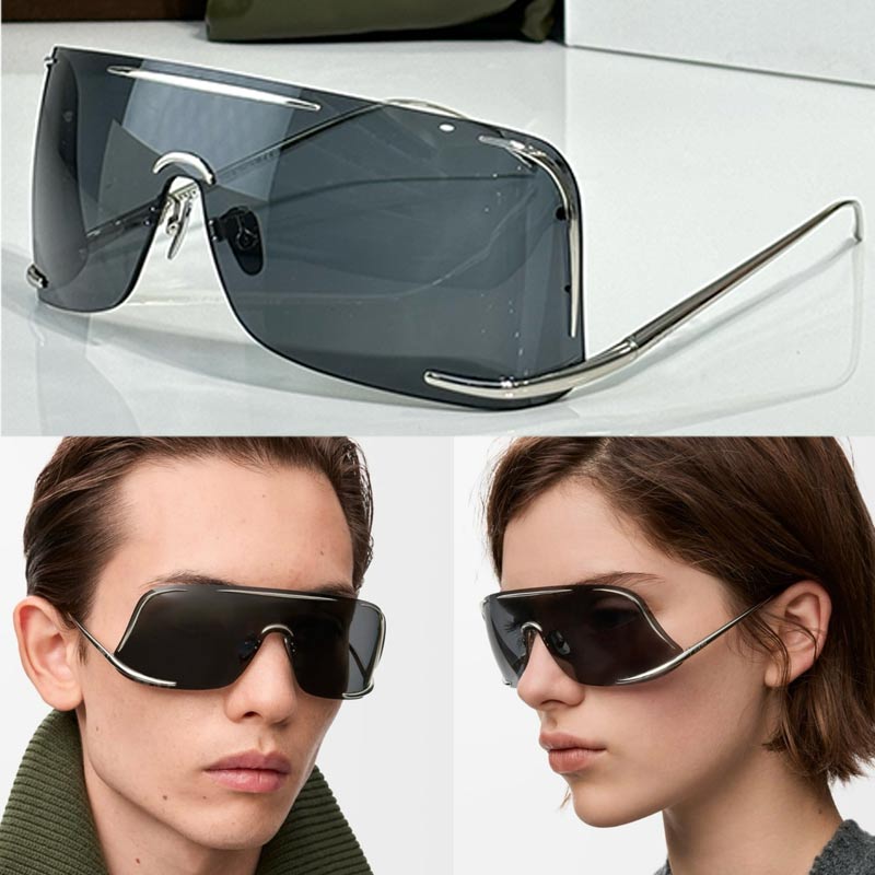 Designer Women Shield Mask Sunglasses LW40193 Fashion Mens Light Metal Mask Shaped Sunglasses UV Protection Smoke Lens Casual Womens Mask Glasses top quality