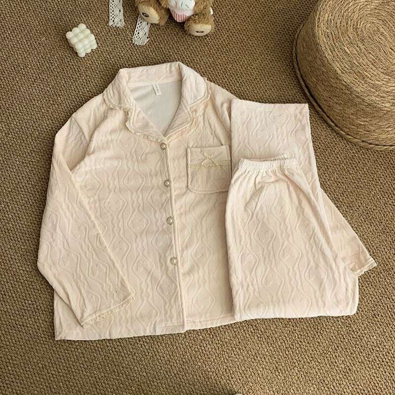 Pajamas Designer Pajama Velvet Jacquard Thickened Woven Pure Cotton 2026 Winter Autumn Spring Luxury Pajama Set Pajama for Women High Quality