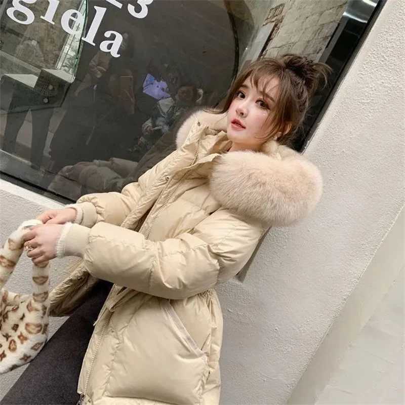 2025 Winter New Fashion Korean Version Anti-season Cotton-padded Womens Long Loose Warm Cotton-padded Jacket Hooded Coat TideT251105