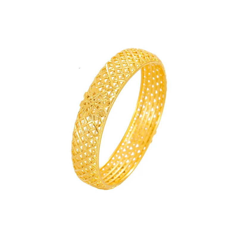 24K 9999 Pure Gold Womens Hollow Flower Bracelet Carved Hollow Bracelet 251031
