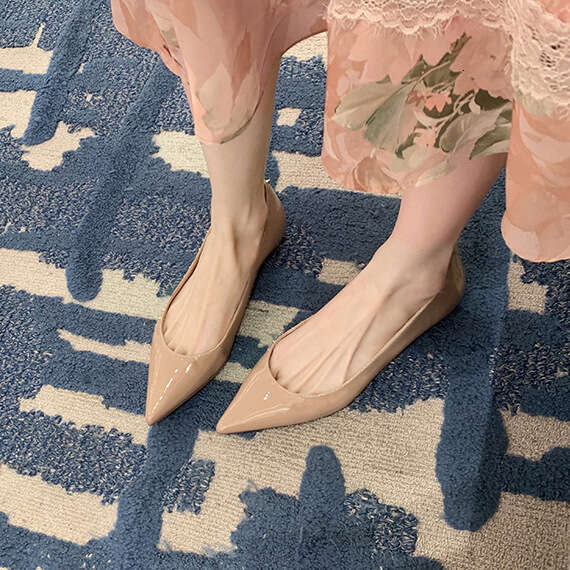 Sheepskin version~Genuine leather French style raised pointed single shoe for women 2024 new shallow mouth versatile commuting flat shoes