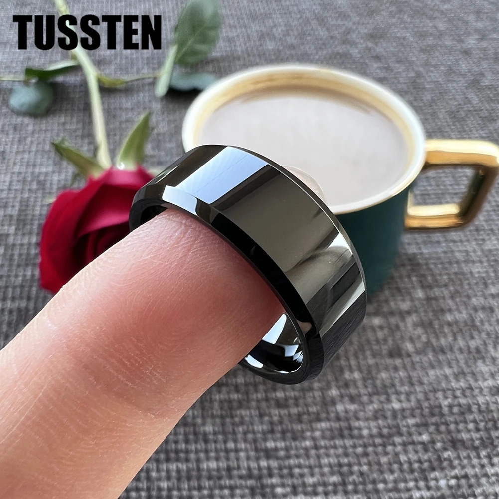 TUSSTEN 68MM Men Women Tungsten Engagement Wedding Band Ring High Polished Beveled Finish Comfortable Fit 251031