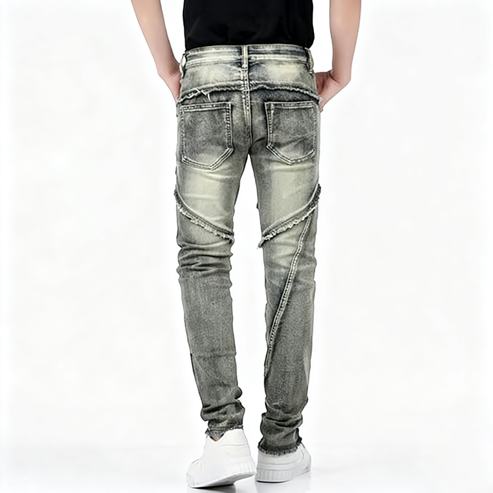Designer Men's Jeans European And American Retro Motorcycle Multi Pocket Jeans Men's Trend Splicing High Quality Slim Fit Small Leg Pants Me