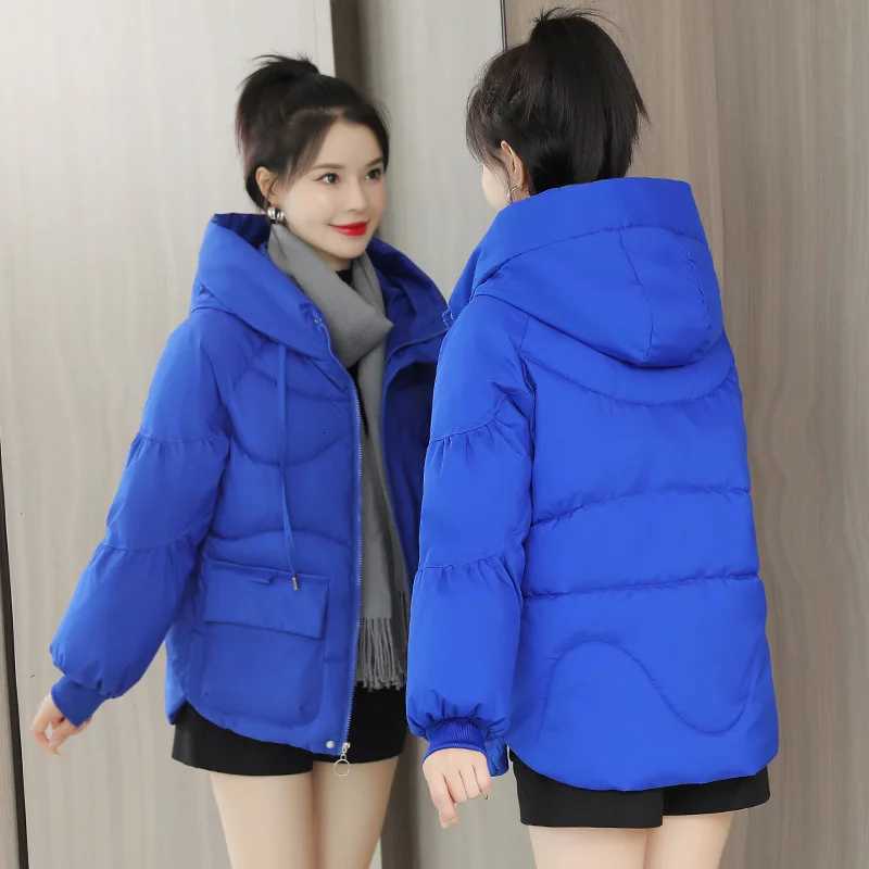 Women Winter Cotton Jacket Korean Loose Hooded Cotton Coat 2025 Winter New Warm Thickened Parkas Coat Women Plus Size Basic CoatT251105