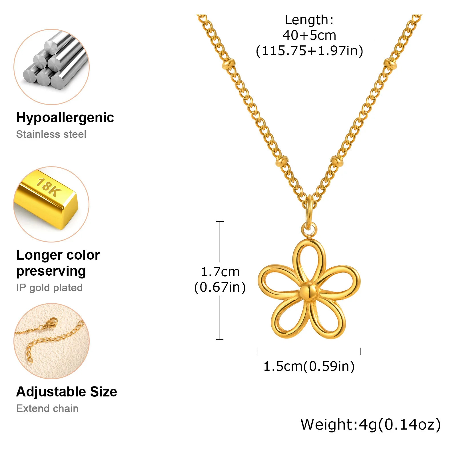 Chic Flower Pendant Necklace for Women Girls Stainless Steel Beads Chain NecklaceTrendy Mothers Day Gift Jewelry 251031