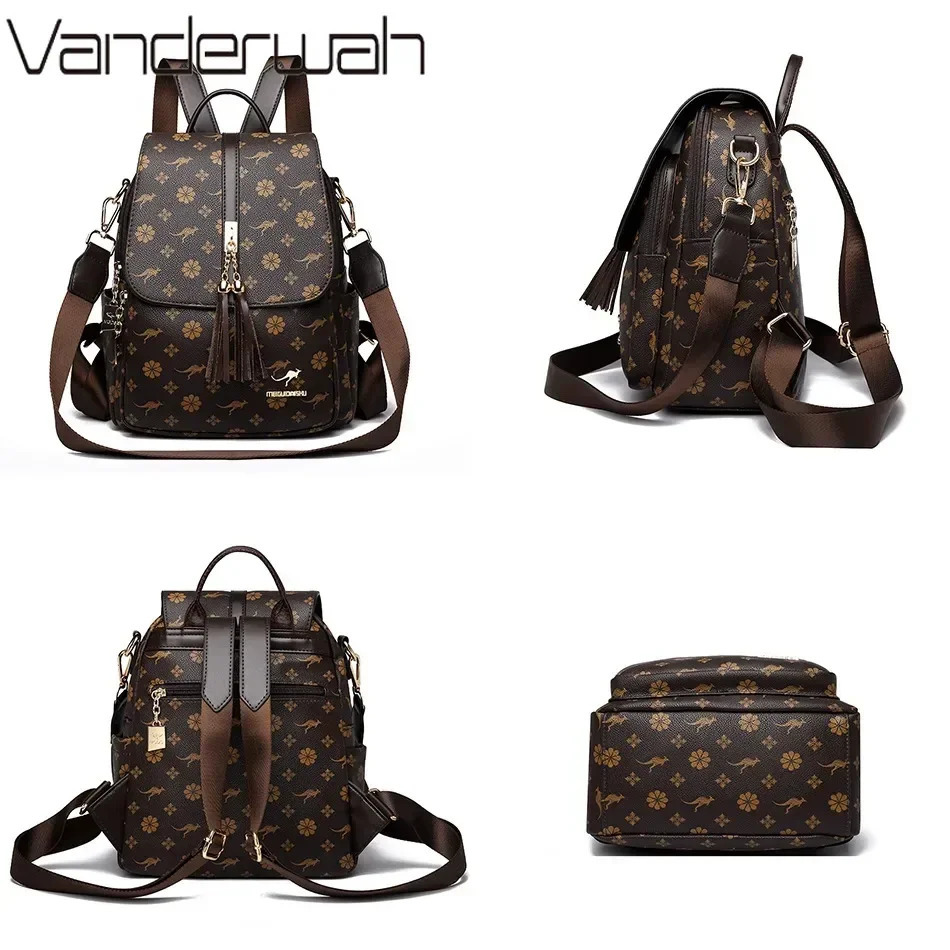 Ladies Backpack er High Quality Leather Women Bag Fashion Printing Tassel School Bags Large Capacity Backpacks Sac 251105