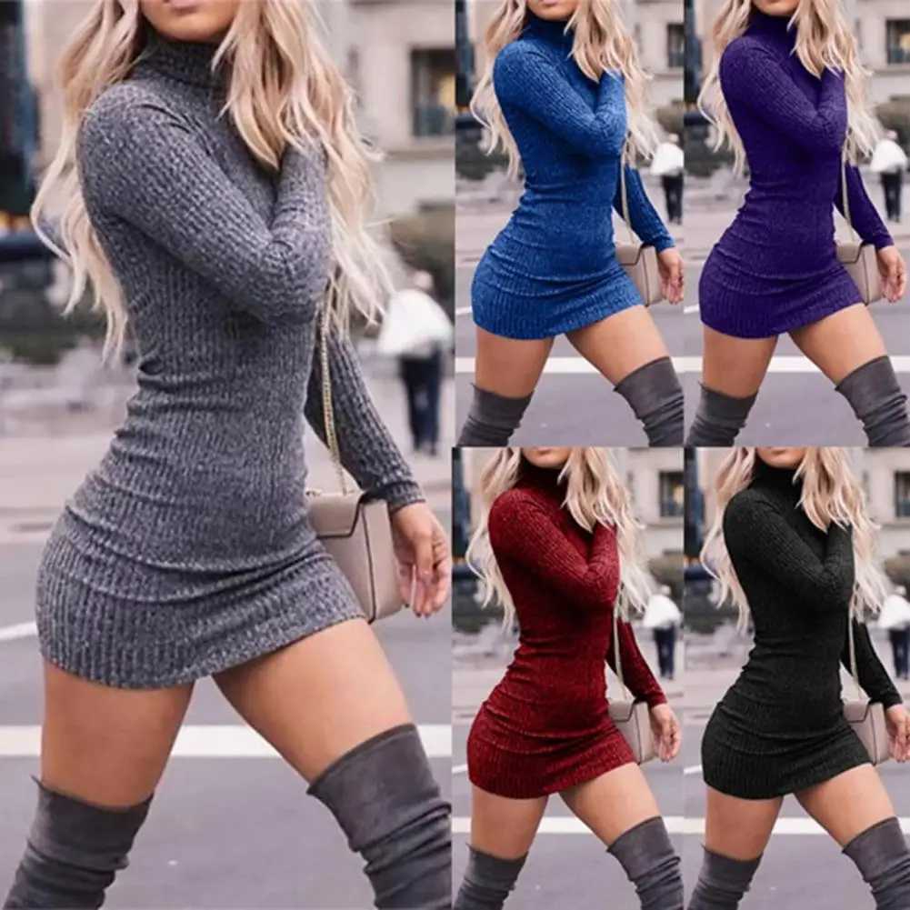 Stylish Autumn Sheath Dress Mini All Match Lady Sweater Dress Slim Spring Dress J251105