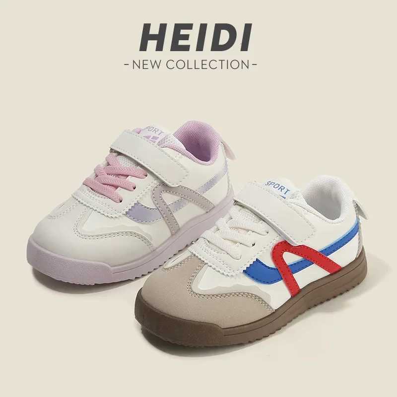 Spring Autumn Children Soft Soled Sneakers Casual Board Girls Forrest Gump Shoes Boys Color Blocked Low Top Velcro White ShoesT251105