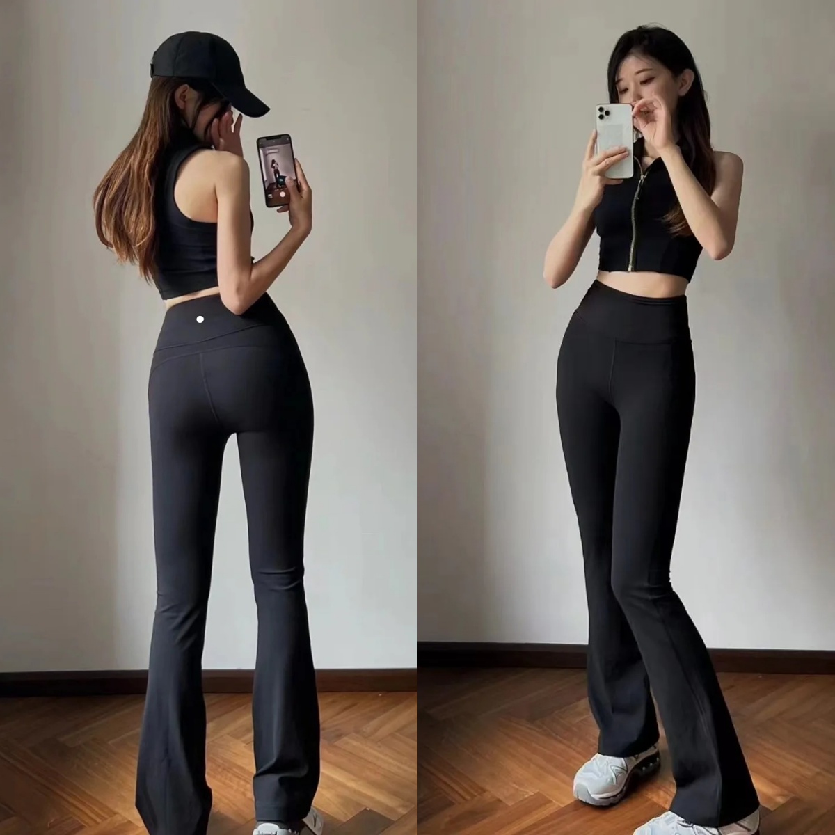 Align Women Yoga Pants Solid Color Nude Sports Waist Tight Flared Fitness Loose Jogging Sportswear ladies Nine Point Flared High pants