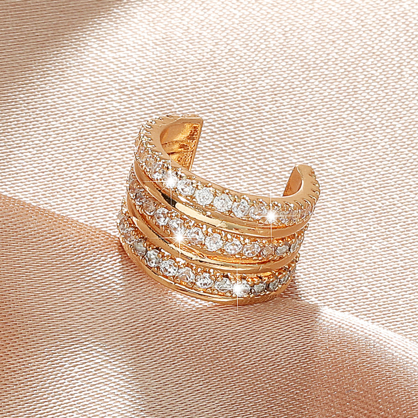 New Zircon C-shaped Multi-layer No-hole Ear Clips Korean Fashion Internet Celebrity Gold Earrings for Women