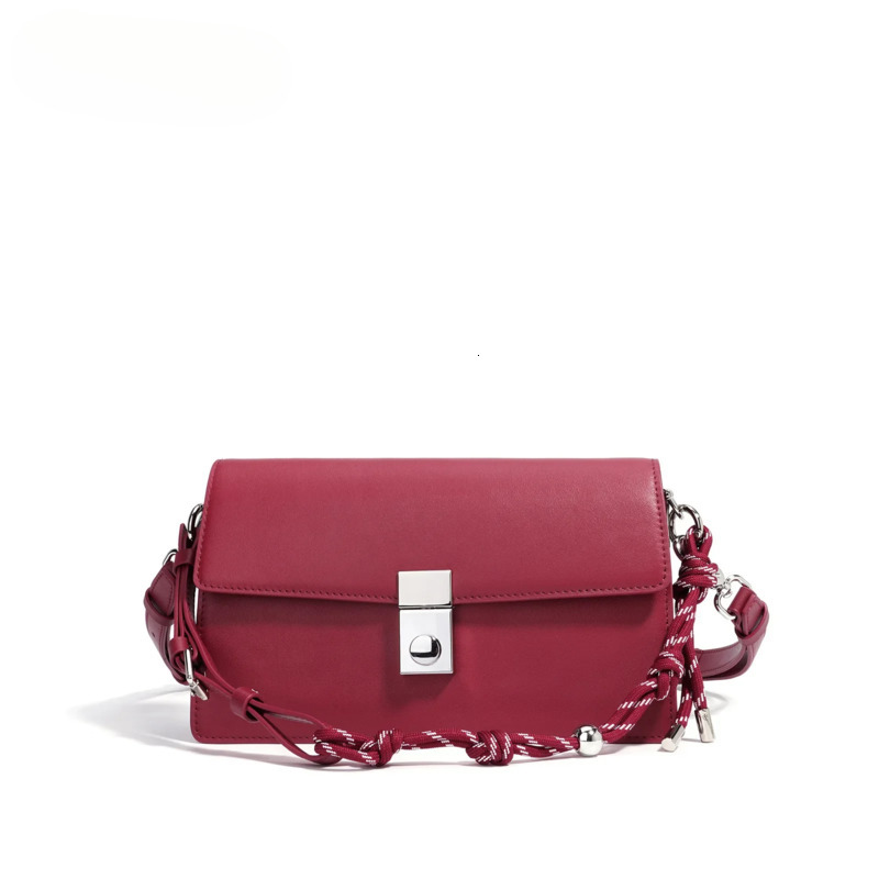 Holiday Gift Series / Red Color Leisure Trunk Hard Split Cow Leather Women Messenger Daily-Use Phone Shoulder Bag