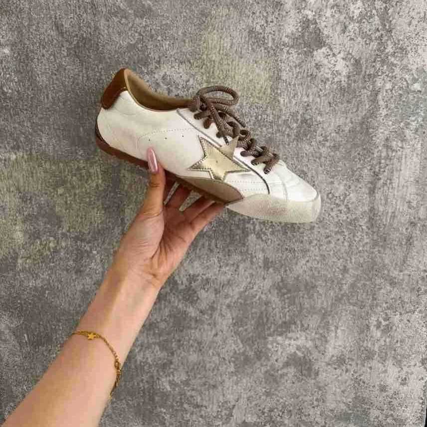 Casual Flat Botted Style Laced Color Rubbing Star Shoes Polyurethane Upgraded Version of Classic White Sneakers Y251105