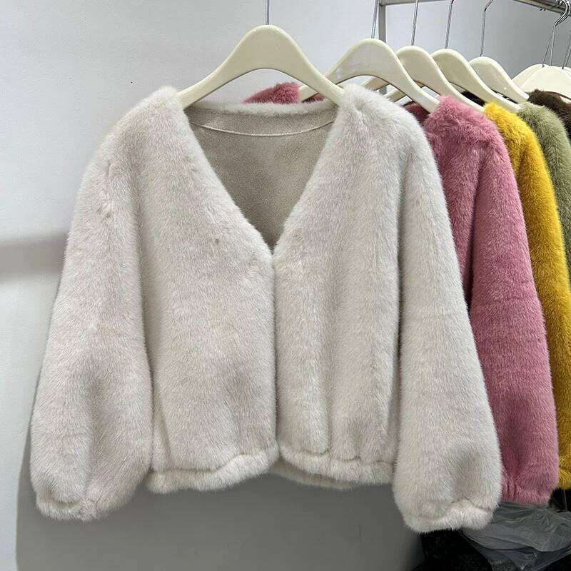 Korean Style Women's Autumn And Winter Faux Mink Fur Coats New High Quality Short Female Loose Thicken Warm Jacket Coat