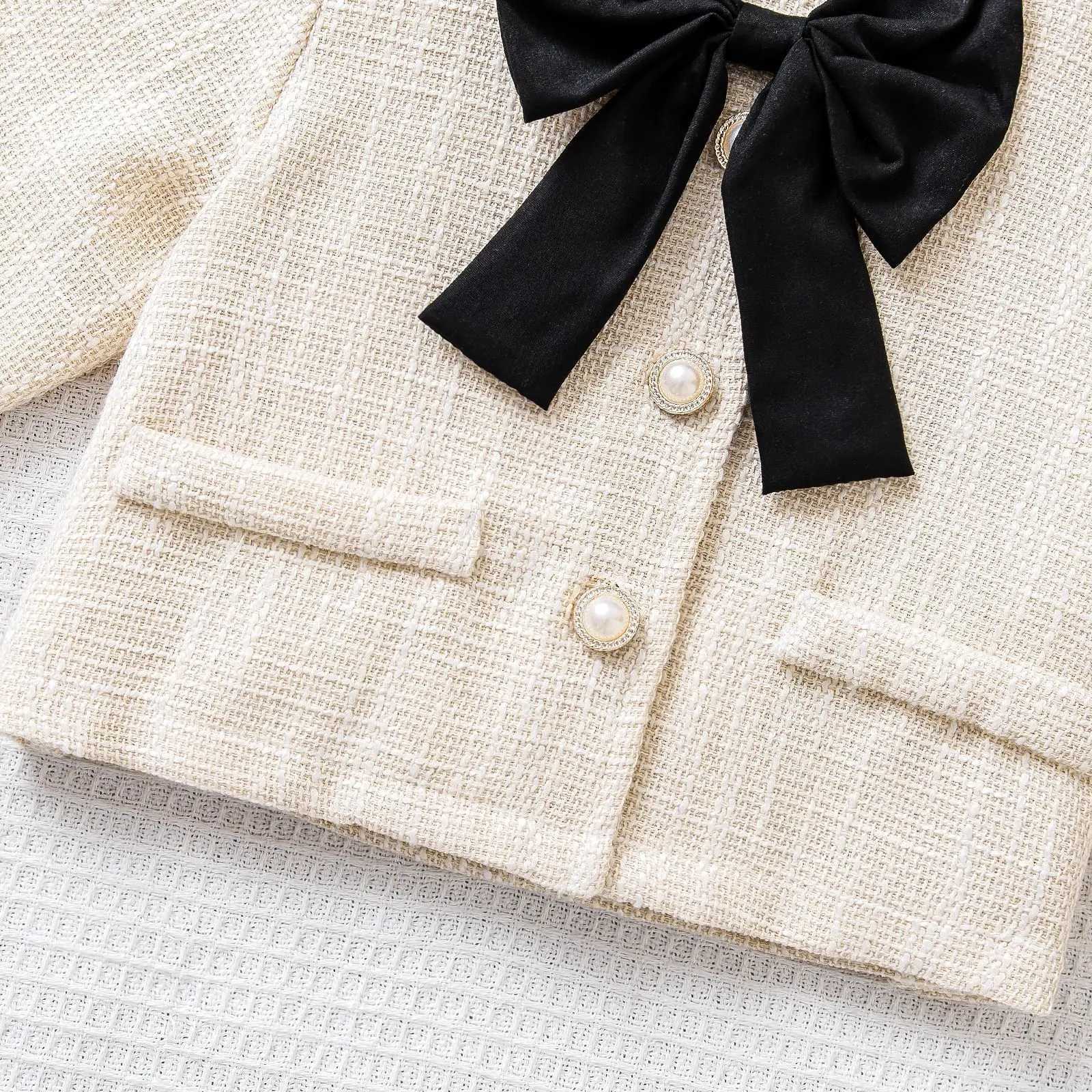 Childrens Clothing Sets Korean Spring And Autumn Causal Set Girls Long Sleeve Front Bow CoatPleated Skirt Sets Girl Outfits Y251105