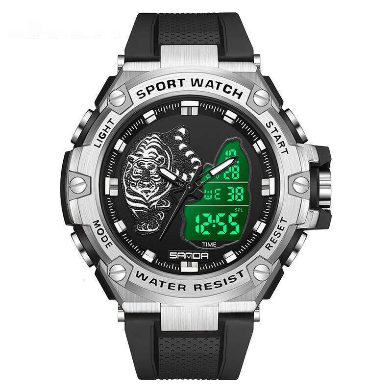 DHwatches Sanda New Electronic Watch Beast Green Light Waterproof Fashion Trend Black Technology Multifunctional Shockproof Men's Wristwatch