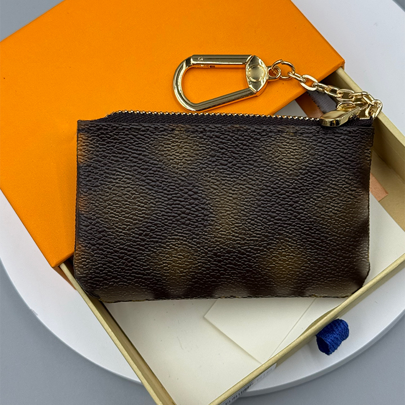 Top Designer Wallets Classic Brown flower Monogram Zipper pocket Brand Mini Wallet Luxury keychains pouch leather purses Card holder Unisex Fashion bag money bags