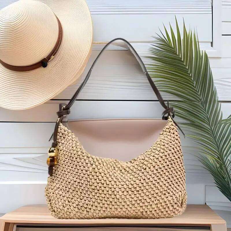 NEW Woven Summer Designer Straw Beach Holiday Crossbody Shopping Shoulder Handbag Messenger Large Capacity Underarm Bag 251105