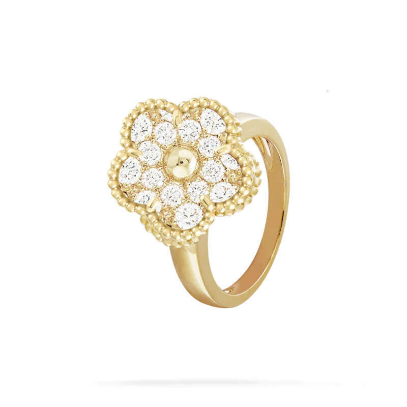 Clover White Fritillaria Ring Diamond free Peacock Stone Fashion Personalized Ring