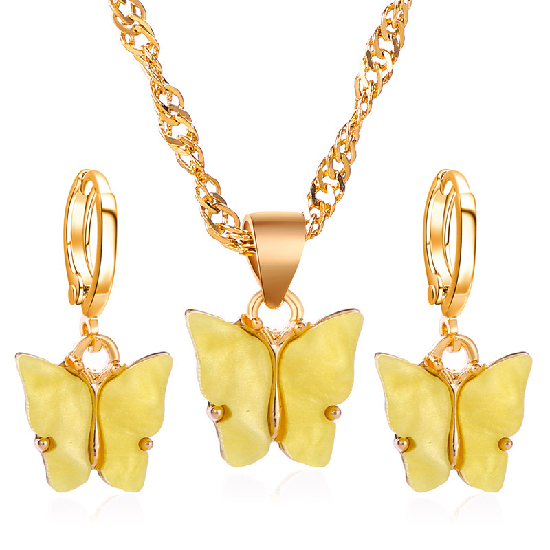 Fashion 2-Piece Jewelry Acrylic Butterfly Necklace Earring Set Women's Accessories