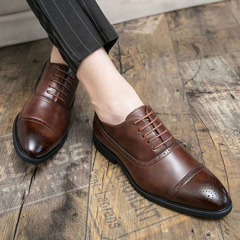 Retro Formal PU Luxury Oversized Party Office Business Block Red Sole Black Brown Size 38-48 Men Shoes