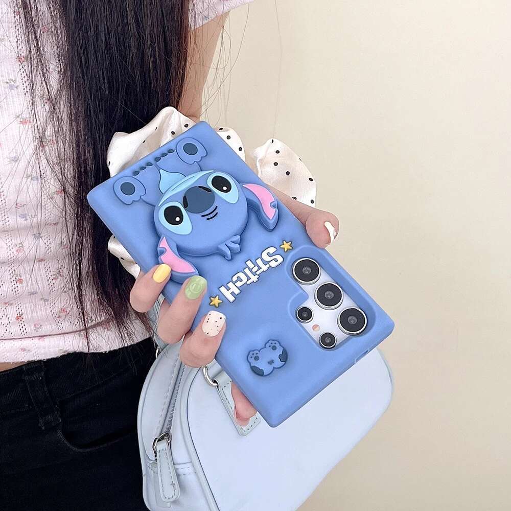 For Samsung Galaxy Ultra S23 S22 S21 S20 FE S24 Plus A54 3D Head Grip Tok Holder Cartoon Silicon Soft Phone Case