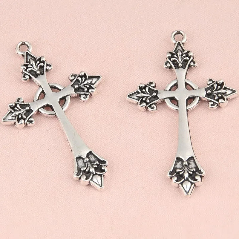 15 silver 43x26mm Jesus Cross Charm Religious Belief Pendants Suitable for DIY Jewelry Making Handmade Accessories 250325