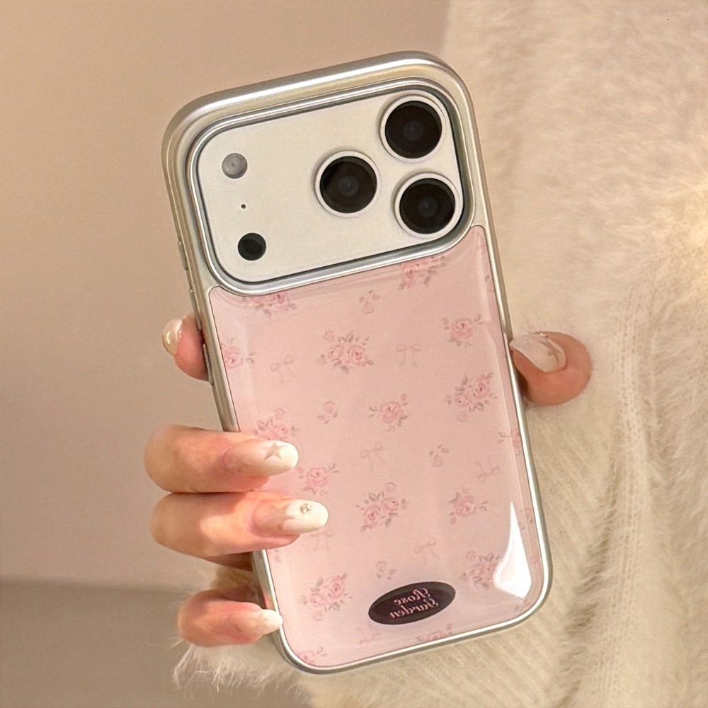 Girly Pink Flower Electroplated Phone Case Suitable for iPhone 17/16 Pro Personalized All-inclusive iPhone 15/14 Anti-fall