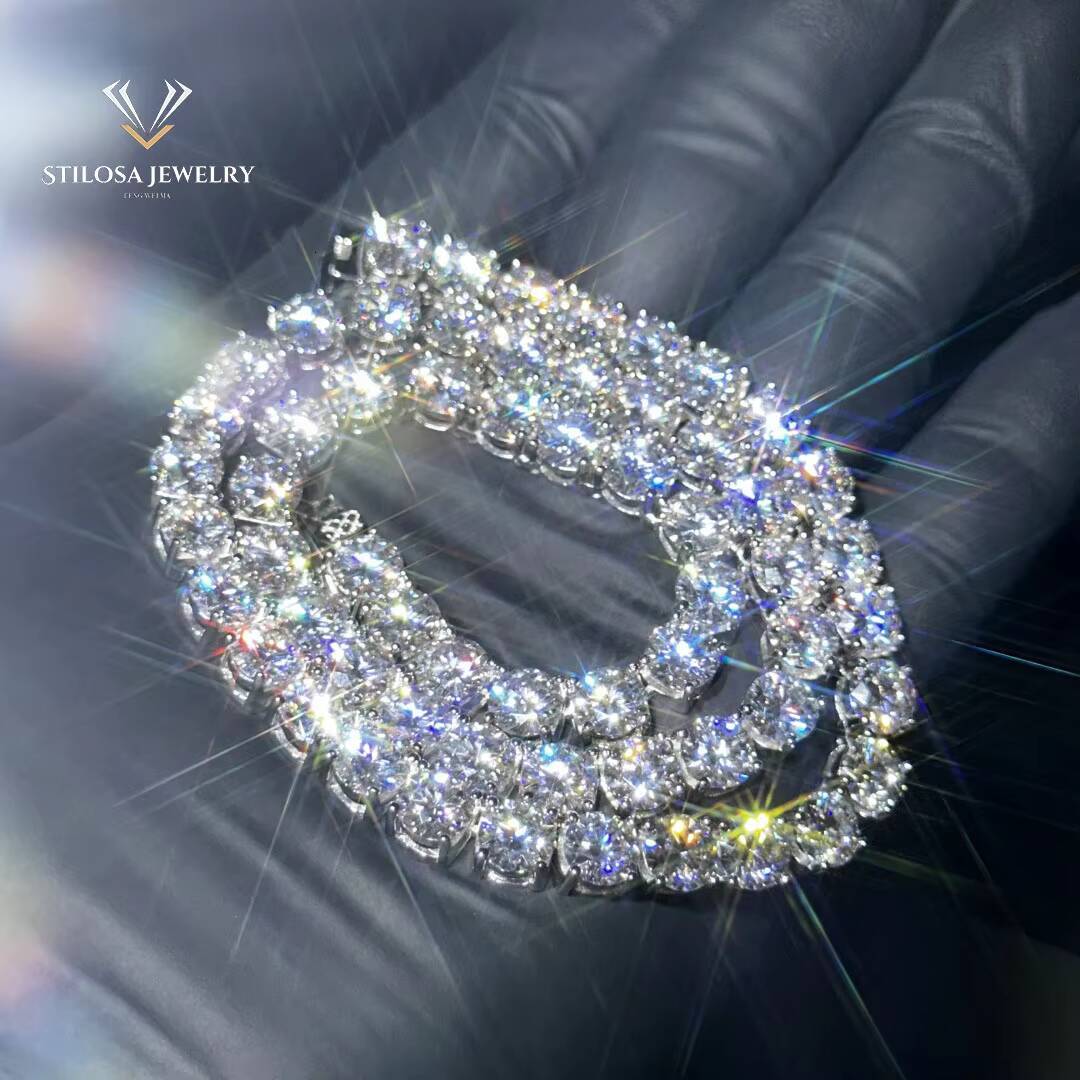 Fashion Jewelry Necklaces Hip Hop Jewelry 925 Sterling Silver 18k Plated Gold With 2mm-65mm Vvs Moissanite Chain