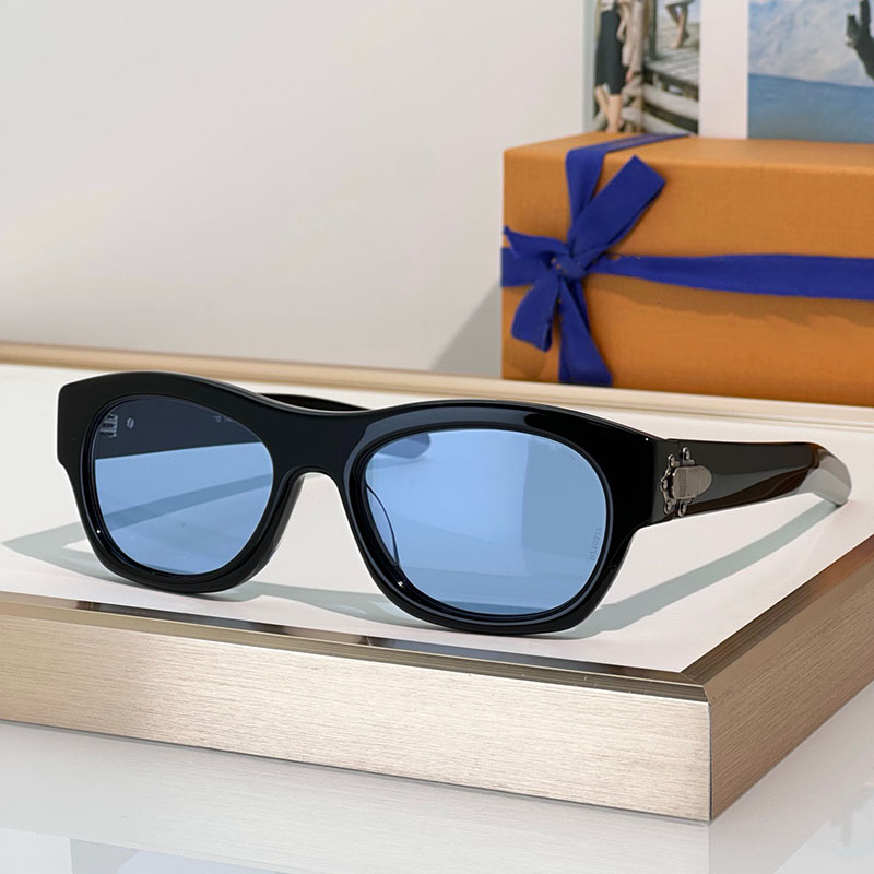 Frog Round Square Sunglasses luxury brand designer mens womens sunglasses Z3089 acetate frame blue lens hinge silver frog lock antique finish street style UV400